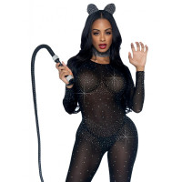 Комбінезон сексуальний Leg Avenue Sheer Rhinestone, XS, зі стразами, чорний