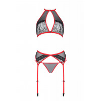 Комплект белья с поясом для чулок SATARA SET red S/M - Passion