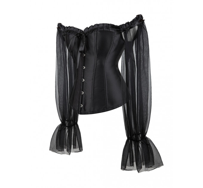 Корсет із рукавами Star Night 12 Plastic Bones на зав'язках стрічках, чорний, XS