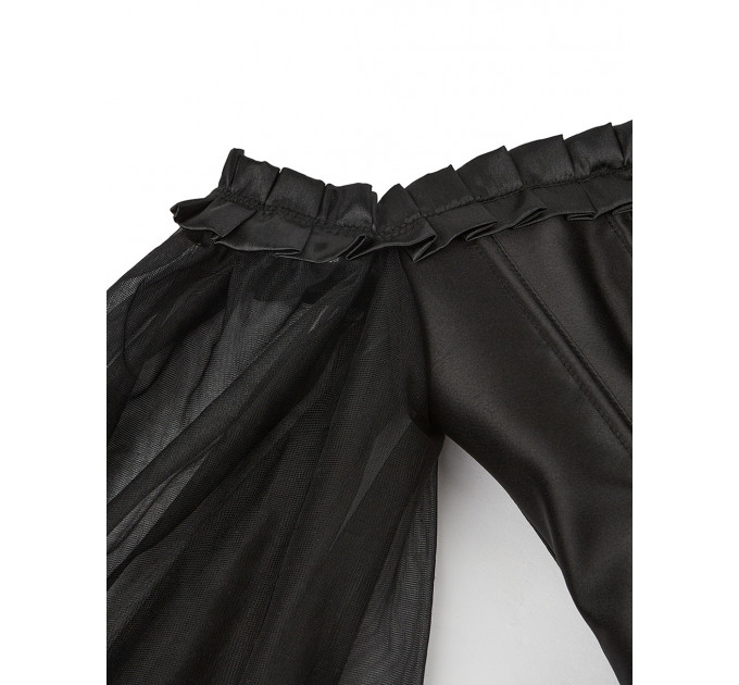 Корсет із рукавами Star Night 12 Plastic Bones на зав'язках стрічках, чорний, XS