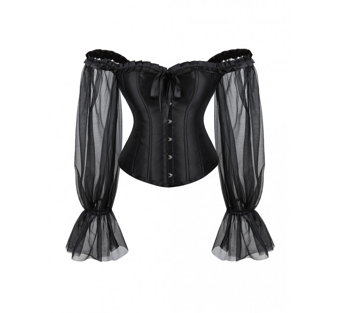 Корсет із рукавами Star Night 12 Plastic Bones на зав'язках стрічках, чорний, XS