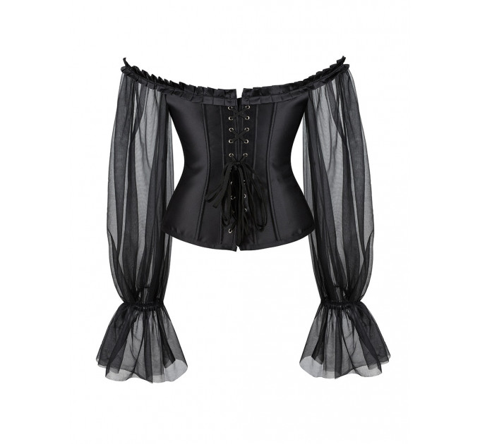 Корсет із рукавами Star Night 12 Plastic Bones на зав'язках стрічках, чорний, XS