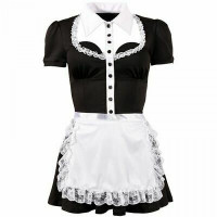 Костюм покоївки Cottelli Collection Waitress Set з коміром і мереживним фартухом, чорно-білий, S