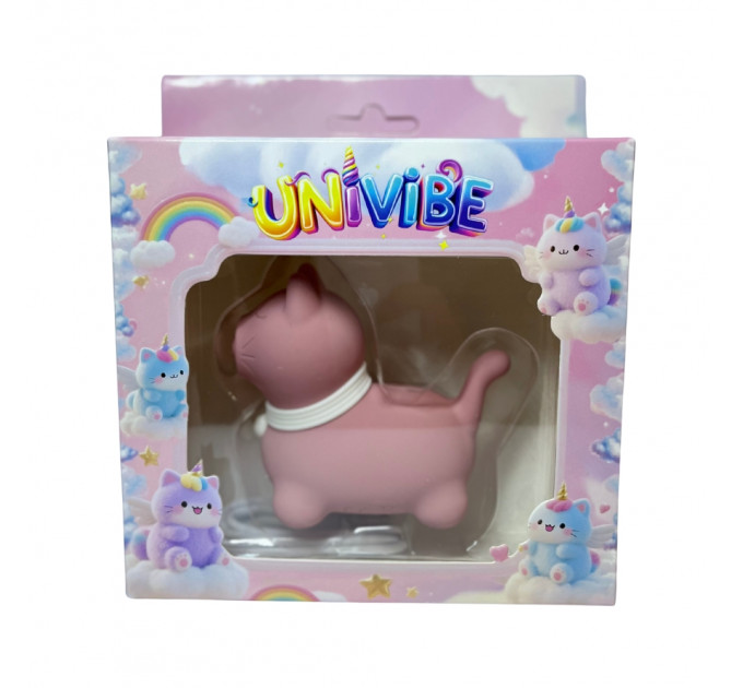 Стимулятор клітора з пульсацією UNIVIBE Котик, 5 режимів, рожевий
