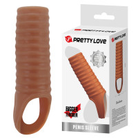 Стимулирующая насадка на пенис PRETTY LOVE Hartman ребристая, 11.2 х 2.4 см