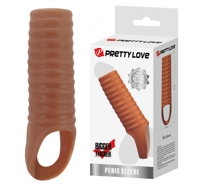 Стимулююча насадка на пеніс PRETTY LOVE Hartman ребриста, 11.2 х 2.4 см
