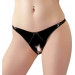Трусики с интимным вырезом из винила Black Level черные, S/M