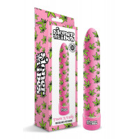 Вибратор нереалистичный с принтом Stoner Vibes Global Novelties, розовый, 20.3 х 3.8 см