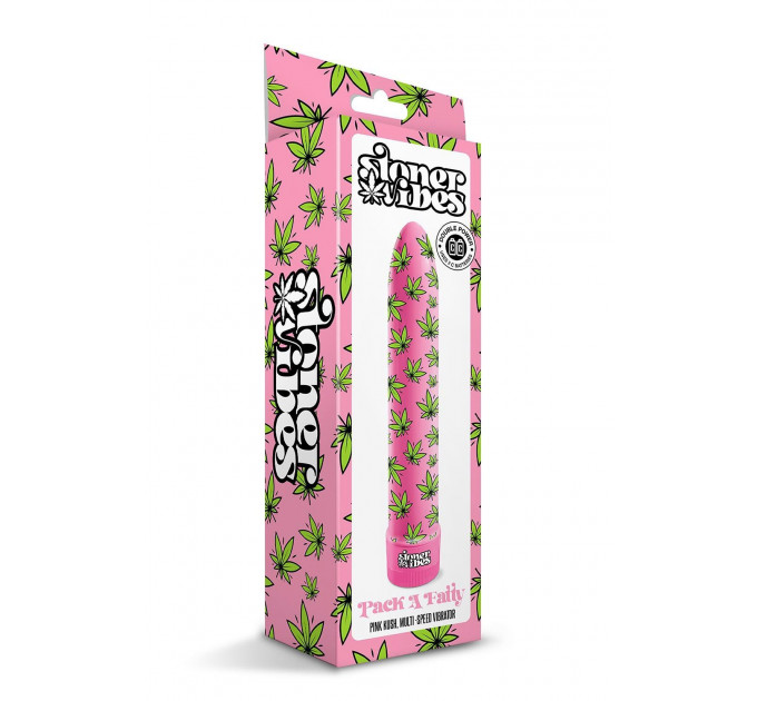 Вибратор нереалистичный с принтом Stoner Vibes Global Novelties, розовый, 20.3 х 3.8 см