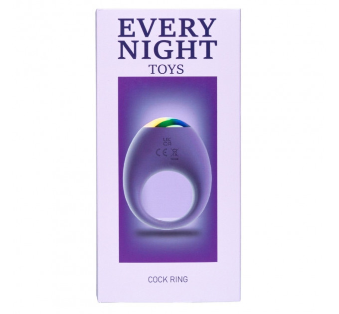 Вібраційне ерекційне кільце Every Night Toys зі світлодіодом та 7 режимами вібрації, фіолетовий