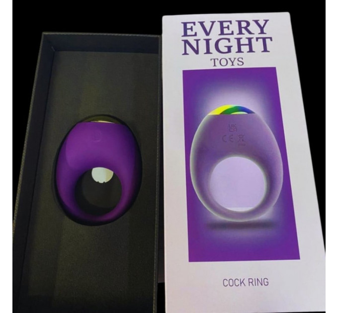 Вибрационное эрекционное кольцо Every Night Toys со светодиодом и 7 режимами вибрации, фиолетовый
