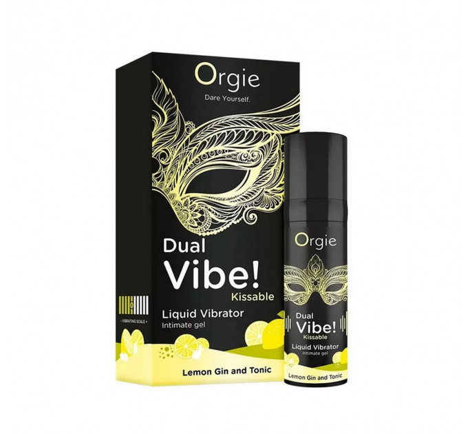 Жидкий вибратор Orgie DUAL VIBE! коктейль Джин-тоник лимон, 15 мл
