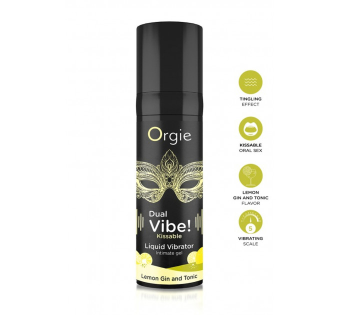 Жидкий вибратор Orgie DUAL VIBE! коктейль Джин-тоник лимон, 15 мл