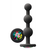 Анальная пробка с кристаллом GLAMS RIPPLE RAINBOW GEM BLACK