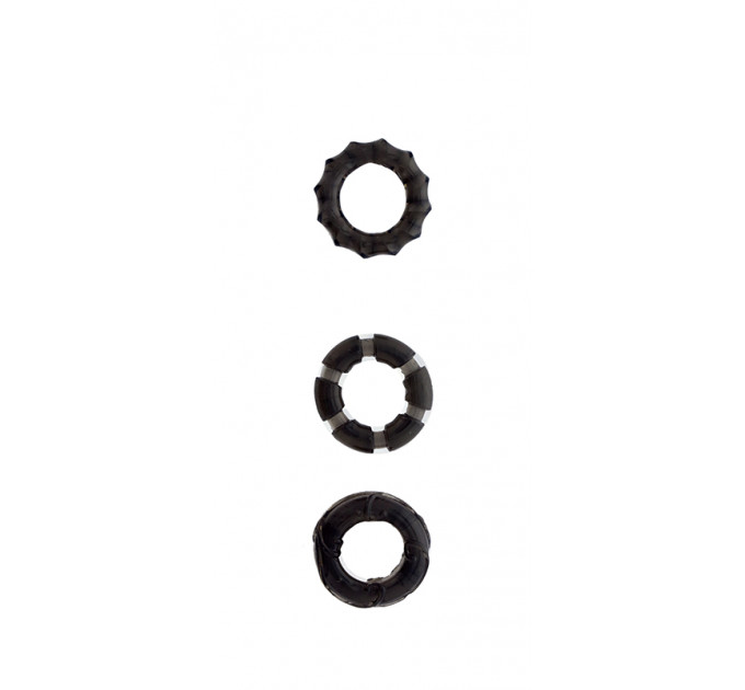 Набор колец MENZSTUFF STRETCHY COCK RINGS, SMOKE