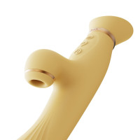 Вибратор с подогревом и вакуумной стимуляцией ZALO ROSE RABBIT YELLOW