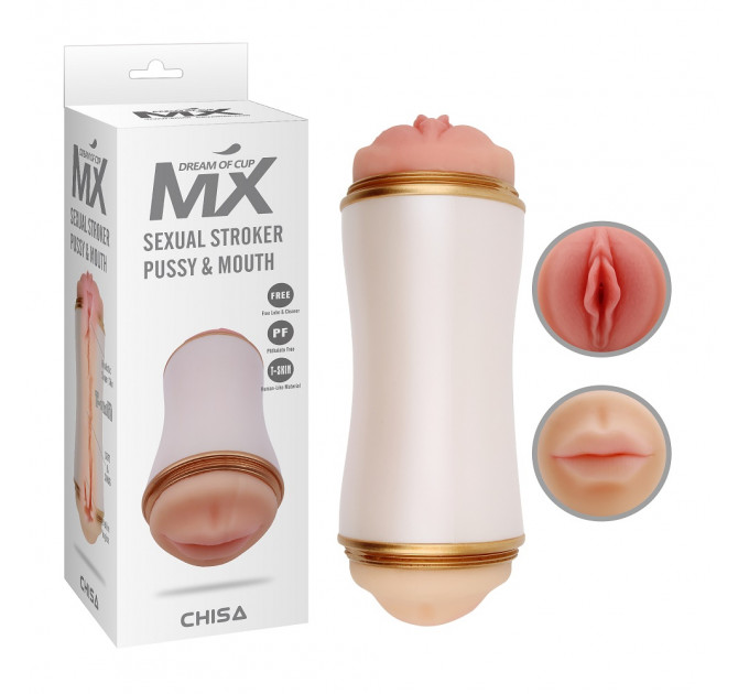 Мастурбатор двусторонний в колбе Chisa Sexual Stroker Pussy & Mouth из киберкожи