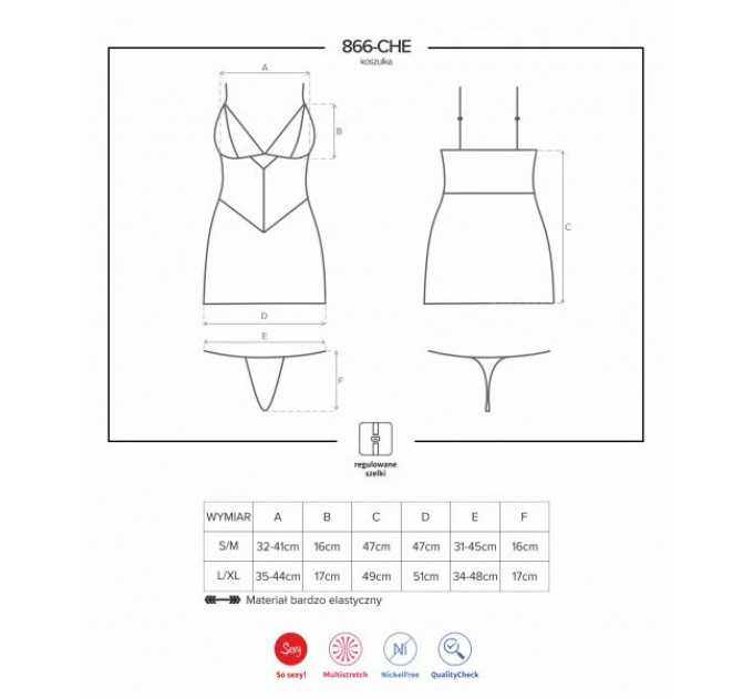Сорочка Obsessive 866-CHE-1 chemise & thong S/M
