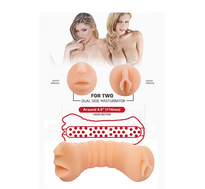 Двосторонній мастурбатор XXX FOR TWO DUAL SIDE MASTURBATOR FLESH