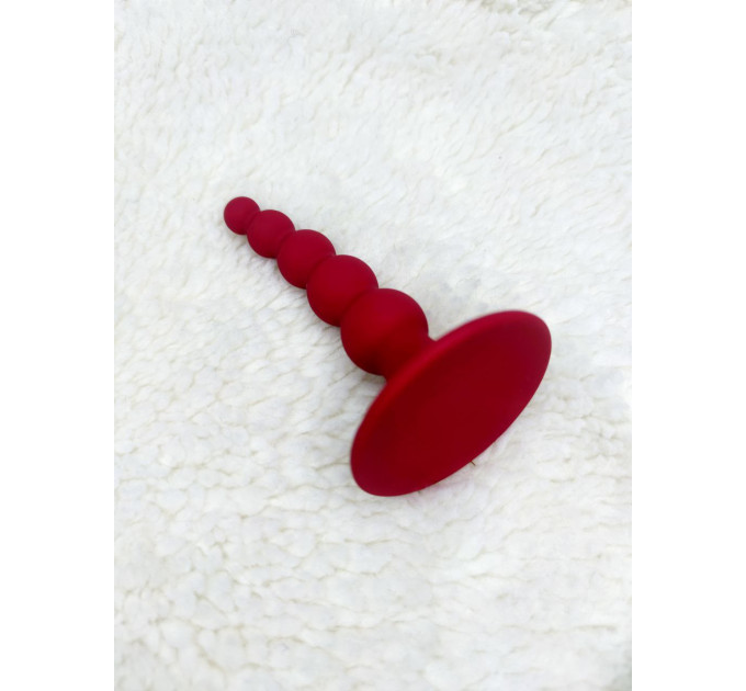 Анальная пробка на присоске силиконовая Loveshop RED