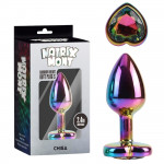 Анальна пробка різнокольорова CHISA MATRIX MONT з різнобарвним каменем у формі серця, розмір S