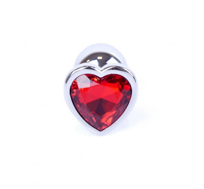 Анальная пробка с камнем Plug-Jewellery Silver Heart PLUG- Red размер S