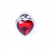 Анальная пробка с камнем Plug-Jewellery Silver Heart PLUG- Red размер S