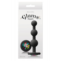 Анальная пробка с кристаллом GLAMS RIPPLE RAINBOW GEM BLACK