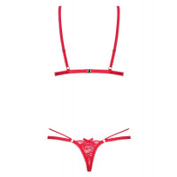 Боди кружевное Obsessive Lovlea, красный, L/XL