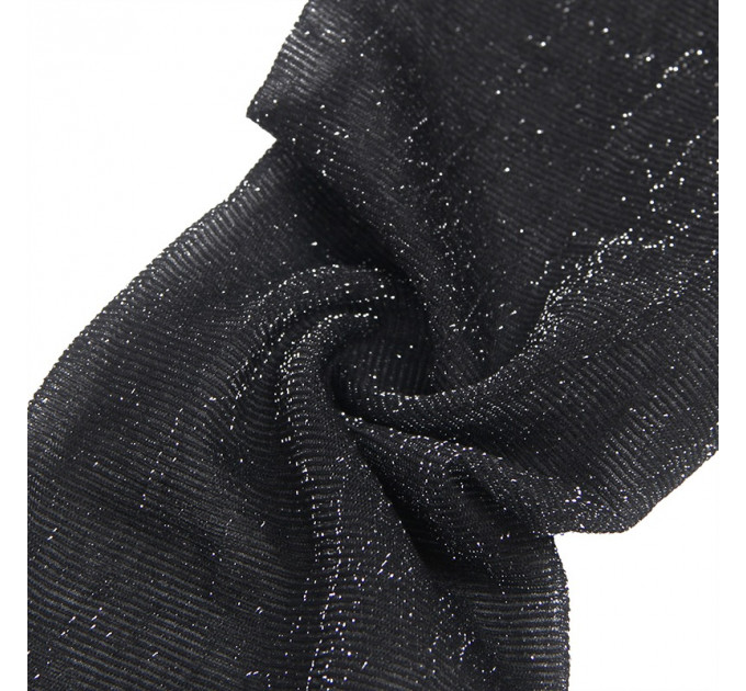 Панчохи з люрексом Star Night Lase Pearlescent на силіконовій стрічці, чорні, XS-M