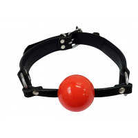 Кляп DS Fetish с силиконовым красным шариком и кожаным черным ремешком