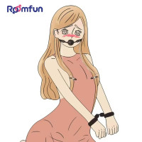 Кляп-шарик с отверстиями Roomfun с зажимами для сосков, черный-красный