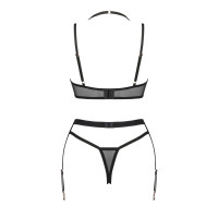 Комплект 3 предмета - лиф, стринги и пояс для чулков Selinne 3-pcs set, черный, XS/S
