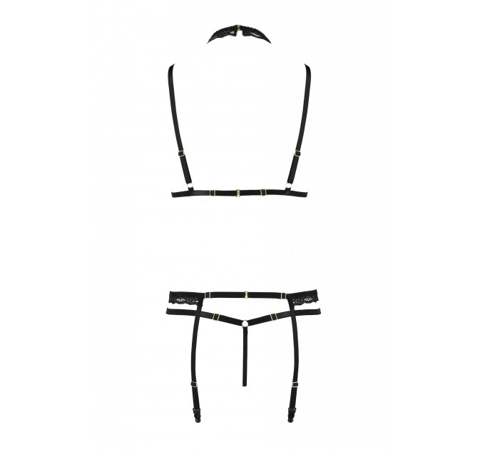 Комплект белья с чокером и открытым доступом SHELLY SET black S/M - Passion