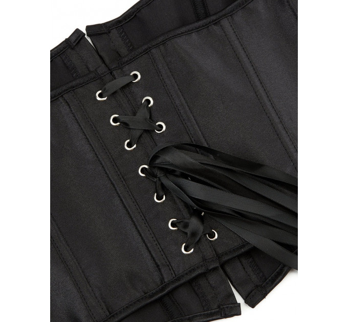 Корсет на зав'язках стрічках із бретелями Star Night 12 Plastic Bones з підтримкою бюста, чорний, S