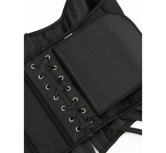 Корсет на зав'язках стрічках із бретелями Star Night 12 Plastic Bones з підтримкою бюста, чорний, S