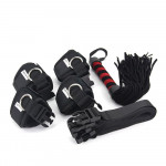 Набір БДСМ Roomfun Bedroom Bondage Kit фіксатори, батіг та маска, чорний-червоний