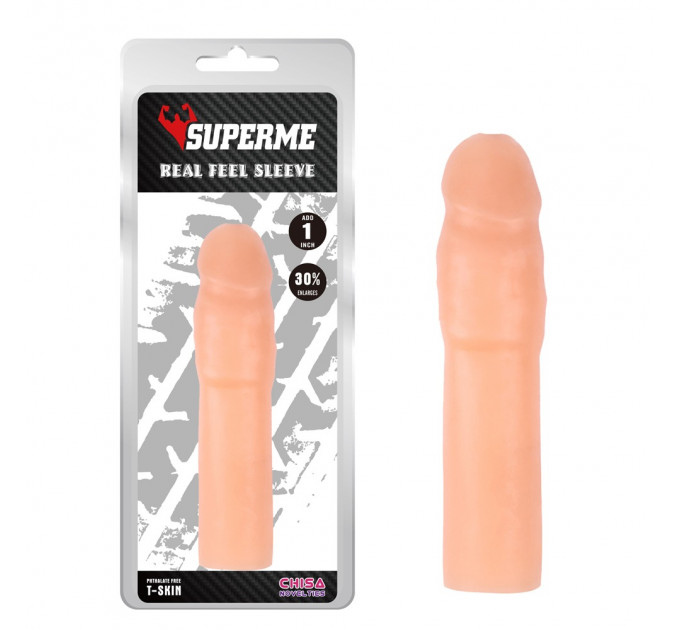 Насадка удлиняющая реалистичная Chisa Superme Real Feel Sleeve, телесная