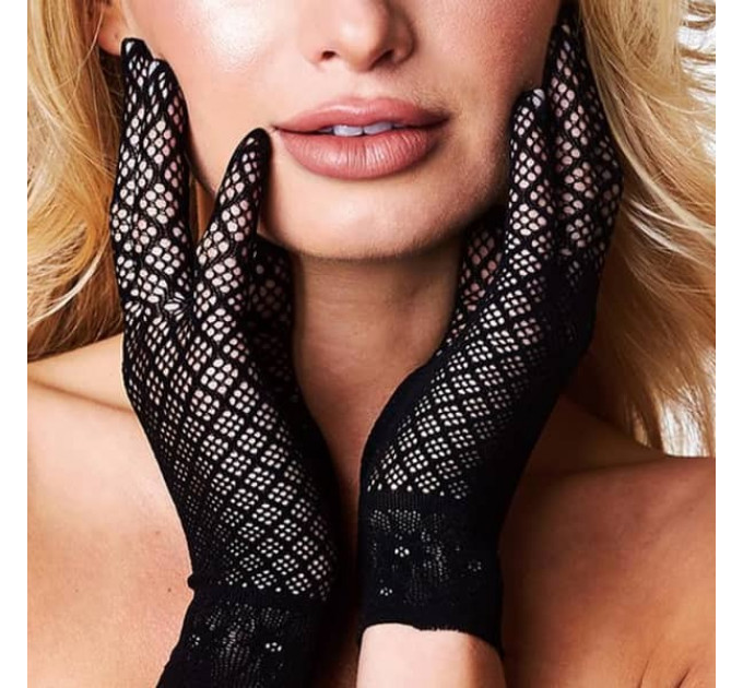Перчатки с геометрическим узором длиной до запястья BACI Diamond Jacquard Glove, черный