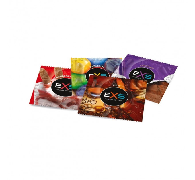 Презервативы EXS Mixed Flavoured со вкусом шоколада, колы, клубники и жвачки(цена за упаковку,12 шт)