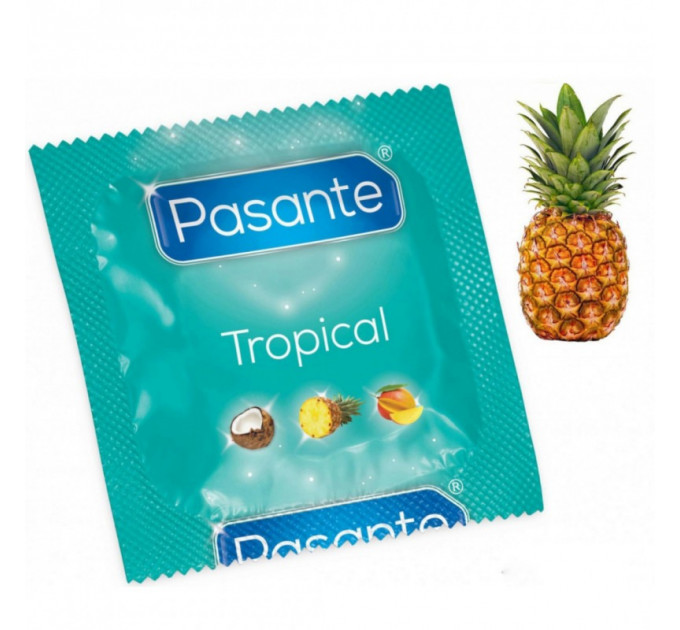 Презервативи со вкусом ананаса ,53мм , Рasante Tropical condoms , за 6 шт