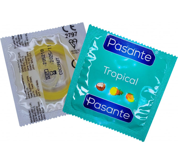Презервативи со вкусом ананаса ,53мм , Рasante Tropical condoms , за 6 шт