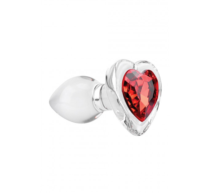 Стеклянная анальная пробка ADAM ET EVE RED HEART GEM GLASS PLUG SMALL