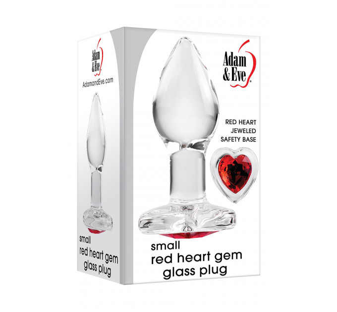 Стеклянная анальная пробка ADAM ET EVE RED HEART GEM GLASS PLUG SMALL