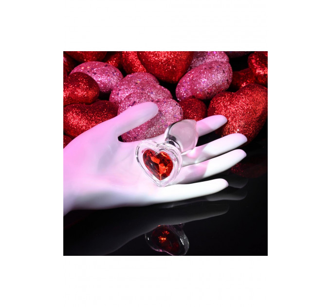 Стеклянная анальная пробка ADAM ET EVE RED HEART GEM GLASS PLUG SMALL