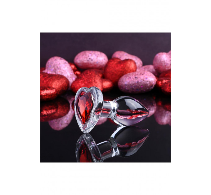 Стеклянная анальная пробка ADAM ET EVE RED HEART GEM GLASS PLUG SMALL