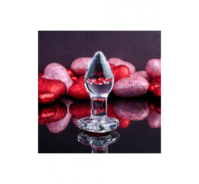 Стеклянная анальная пробка ADAM ET EVE RED HEART GEM GLASS PLUG SMALL