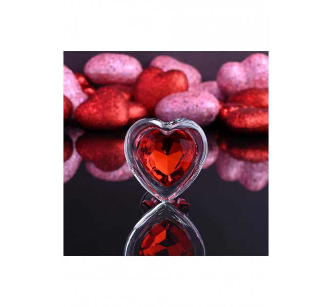 Стеклянная анальная пробка ADAM ET EVE RED HEART GEM GLASS PLUG SMALL