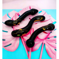 Скляний фалоімітатор двосторонній Secret Kisses Handblown, чорний