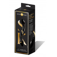 Скляний фалоімітатор двосторонній Secret Kisses Handblown, чорний